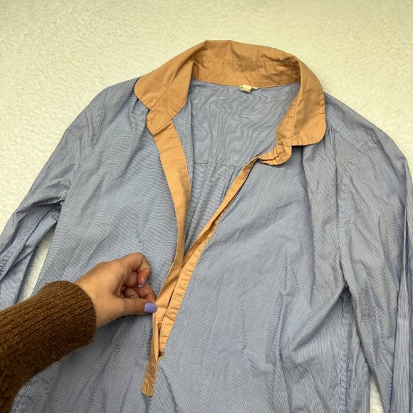 J. Crew | Pinstripe Tunic with Pockets and Tan Accents Long Sleeve Size XS - Picture 6 of 14